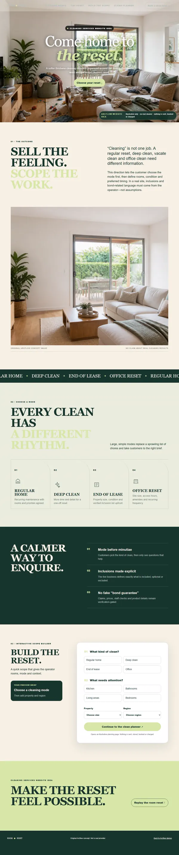 Cleaning services website idea