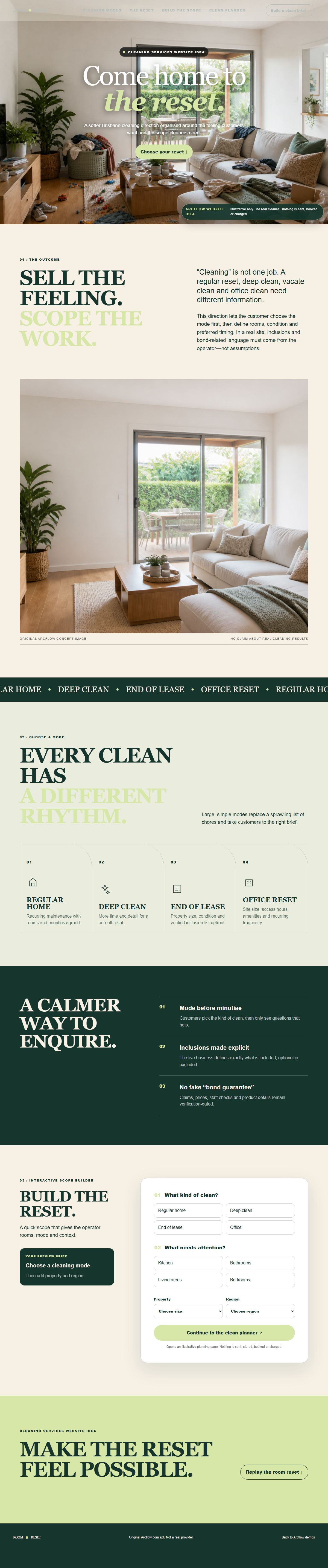 Cleaning services website idea
